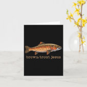 Carte Pêche à la truite Brown Pêcheur de poisson Humour (Fleur jaune)