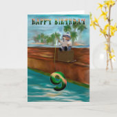 Carte Pêche à l'ours en peluche 9e Joyeux anniversaire (Fleur jaune)