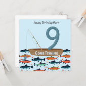 Carte Pêche Amant 9e anniversaire (Devant/Arrière en situation)