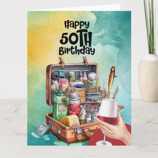 Carte Pêche amoureux 50e anniversaire (Devant)