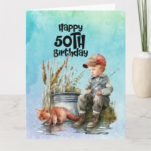 Carte Pêche amoureux 50e anniversaire (Devant)