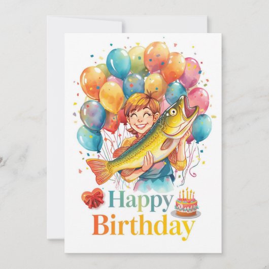 Carte Pêche Amoureux thème aller pêche à son anniversair (Devant)