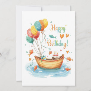 Carte Pêche Amoureux thème aller pêche à son anniversair