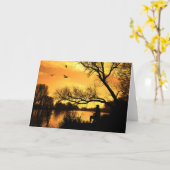 Carte Pêche au coucher du soleil (Fleur jaune)