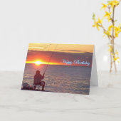 Carte Pêche au coucher du soleil (Fleur jaune)