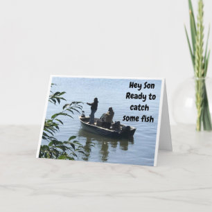 CARTE PÊCHE D'ANNIVERSAIRE AVEC FILS