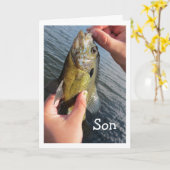 Carte Pêche de l'anniversaire de fils d'humour pour (Fleur jaune)