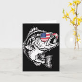 Carte Pêche drôle Drapeau Américain Pêcheur B Pêche (Fleur jaune)