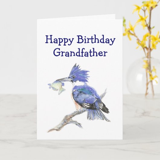 Carte Pêche Grand-père Humour d'anniversaire Le martin-p (Fleur jaune)