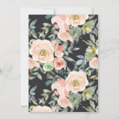 Carte Pêche Green Navy Pastel Floral Fête des mariées (Dos)