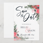 Carte Pêche Gris Orange Mariage Floral Enregistrer La Da (Devant / Derrière)