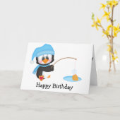 Carte Pêche sur glace pingouin (Fleur jaune)