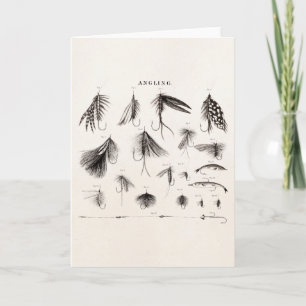 Carte Pêche vintage 1800 Pêche à la ligne Mouches vieill