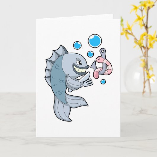 Carte Pêcher au hameçon & Ver (Fleur jaune)