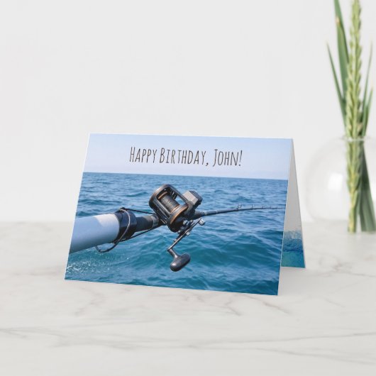 Carte Pêcher la bobine sur l'eau Anniversaire (Devant)