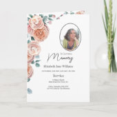 Carte Pêcher Rose Floral Funérailles Ordre du service Ph (Devant)