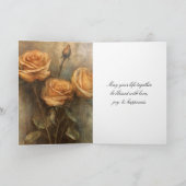 Carte Pêcher Rose Romantique Mariage Floral (Intérieur)