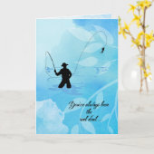 Carte "Pêcheur à la mouche" Joyeux anniversaire (Fleur jaune)