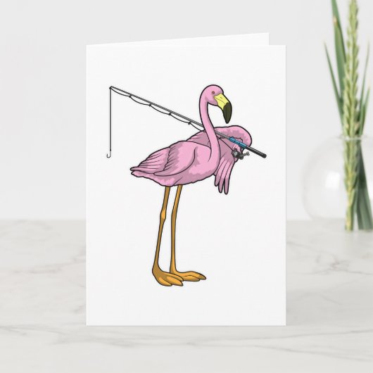 Carte Pêcheur à la pêche au flamant rose canne à pêche (Devant)