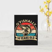 Carte Pêcheur âgé de 14 ans pêche 14e oiseau (Fleur jaune)