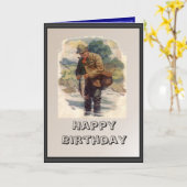 Carte Pêcheur au bord de la rivière (Fleur jaune)