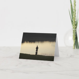 Carte pêcheur au coucher du soleil