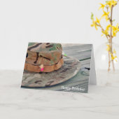 Carte Pêcheur D'Anniversaire Casquette Avec Lures (Fleur jaune)