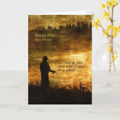 Carte Pêcheur de Fêtes des pères français Sunrise Pond (Fleur jaune)