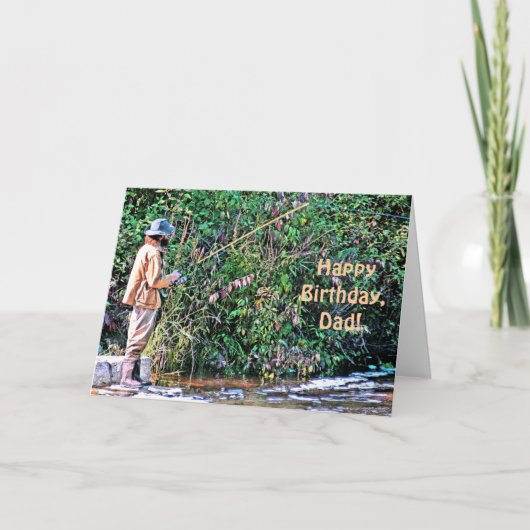 CARTE PÊCHEUR - "HEUREUX ANNIVERSAIRE, PAPA" (PHOTOG) (Devant)