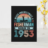 Carte Pêcheur né 1953 Pêche 70e anniversaire Cadeau (Fleur jaune)