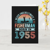 Carte Pêcheur né 1955 Pêche 70e anniversaire Cadeau (Fleur jaune)