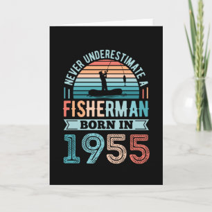 Carte Pêcheur né 1955 Pêche 70e anniversaire Cadeau