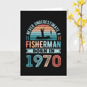 Carte Pêcheur né 1970 Pêche 50e anniversaire Cadeau (Fleur jaune)