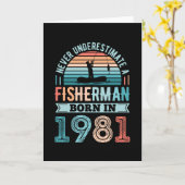 Carte Pêcheur né 1981 Pêche 40e anniversaire Cadeau (Fleur jaune)