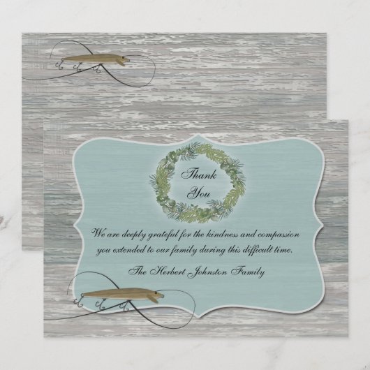 Carte Pêcheur Sympathie Merci Wreath Lure (Devant / Derrière)
