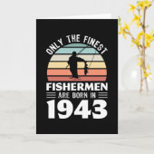 Carte Pêcheurs nés en 1943 80e anniversaire de pêche cad (Fleur jaune)