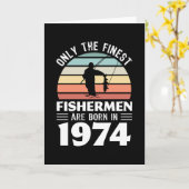 Carte Pêcheurs nés en 1974 50e anniversaire de pêche cad (Fleur jaune)