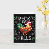 Carte Peck The Halls Chicken Christmas Lights Snowflakes (Fleur jaune)
