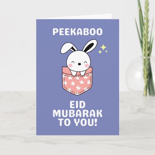 Carte Peekaboo Cute Bunny Eid Moubarak (Devant)