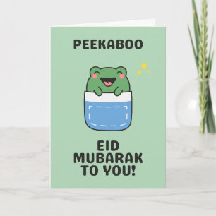 Carte Peekaboo Cute Frog Kawaii Eid Moubarak