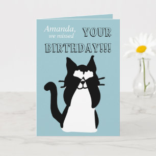 Carte Peekaboo Kitty Chat couvert les yeux Anniversaire 