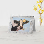 Carte Peep et vache à points (Fleur jaune)