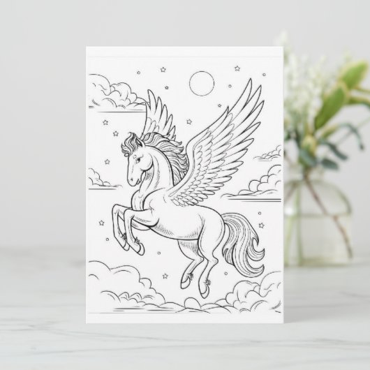 Carte Pegasus | Colorez votre propre salutation (Debout devant)