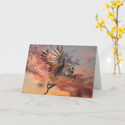 Carte Pegasus Sunset 5" x 7" Std avec enveloppe in (Fleur jaune)