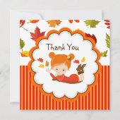 Carte Peint à la main Automne Adorable fille Merci (Devant)