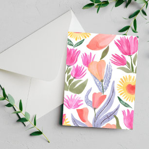 Carte peinte à la main de fleurs sauvages aquarell