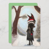 Carte peinte à la main renard d'hiver de vacances (Devant / Derrière)