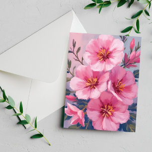 Carte peinte à l'aquarelle rose en fleurs
