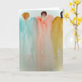 Carte Peinture à l'aquarelle de 3 anges, figures ou femm (Fleur jaune)