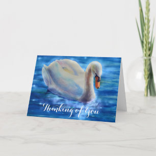 Carte Peinture à l'aquarelle de cygne blanc, en pensant 